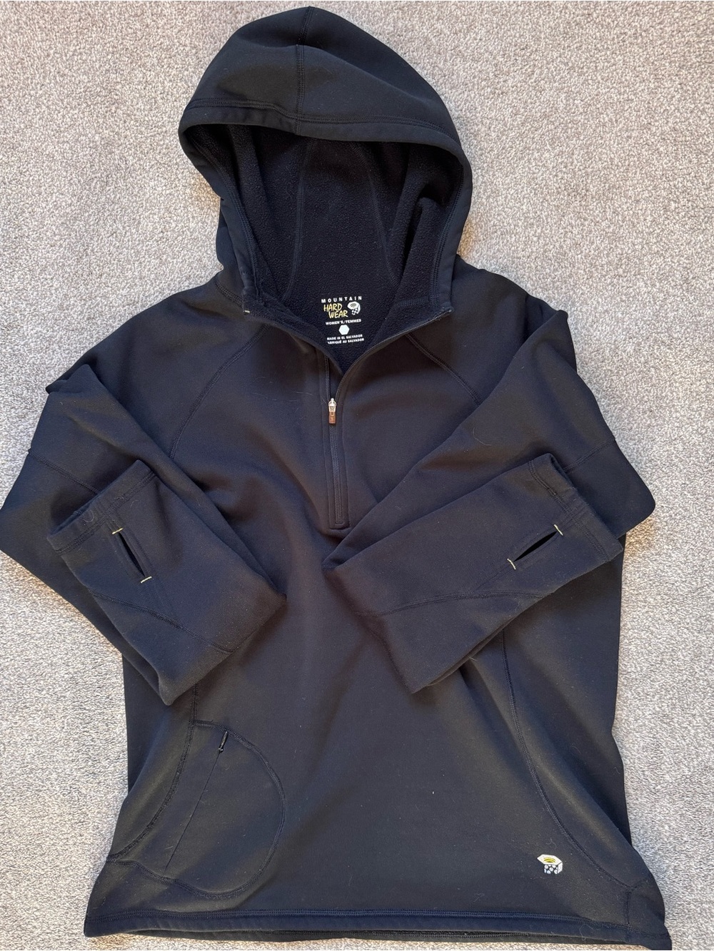 Women’s Mountain Hardwear Quarter Zip Pullover Outdoor Fleece Size Large Black